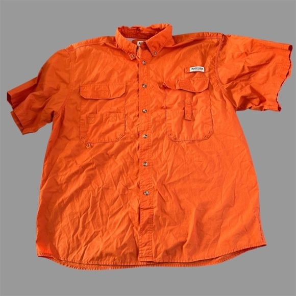 Magellan Fishing Shirt Mens Size‎ XL Orange Button Front Fisherman Short Sleeve - Picture 1 of 5